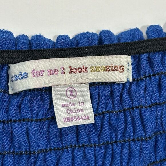 Made For Me 2 Look Amazing Strapless Midi Dress Block Blue White Size M - Picture 3 of 6